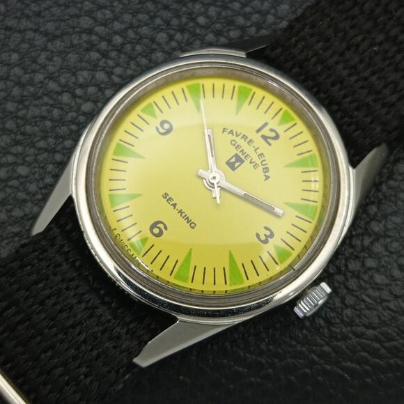 Vintage 1978 Favre Leuba Manual Mens Silver Watch W/Nato Strap - Picture 6 of 8
